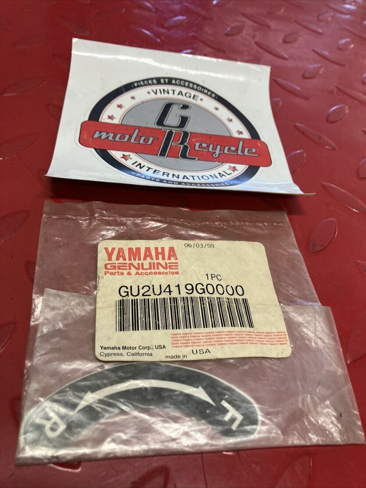 NOS YAMAHA WAVE RUNNER XL760 XL1200 1998 1999 FR LEVER LABEL GU2-U419G-00-00 Y62