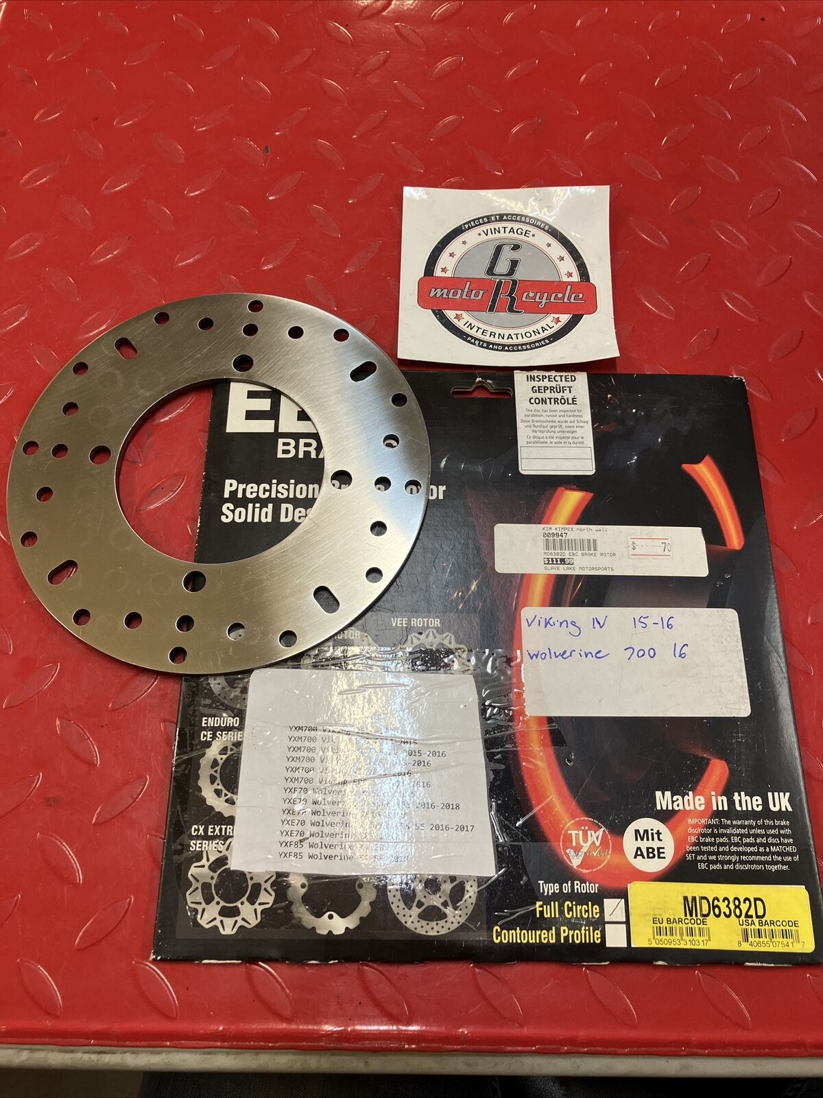NOS Yamaha YXM700 Viking YXE700 Wolverine brake disk rotor EBC MD6382D J1