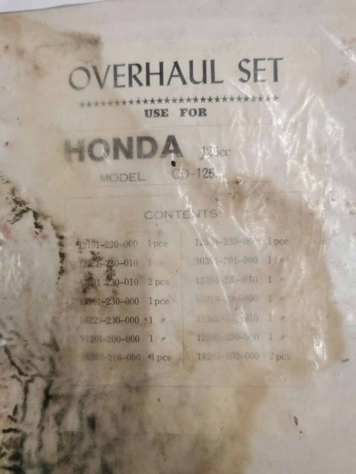 NOS Honda 125cc CD125 OVERHAUL SET GASKET KIT H2