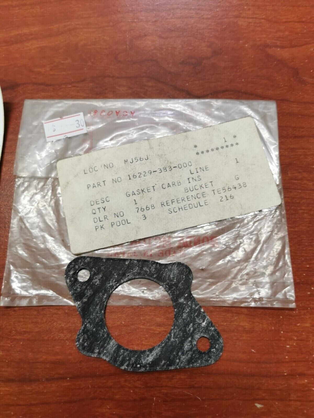 NOS Honda XL125 CB125S CARBURETOR INSULATOR GASKET 16229-383-000 H67