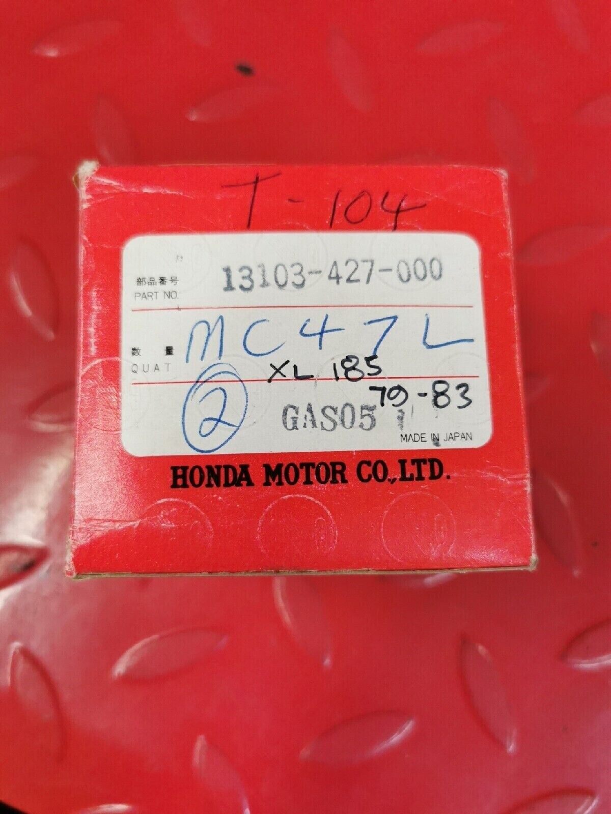 NOS HONDA XL185 1979 - 1983 PISTON 0.50 13103-427-000 H40
