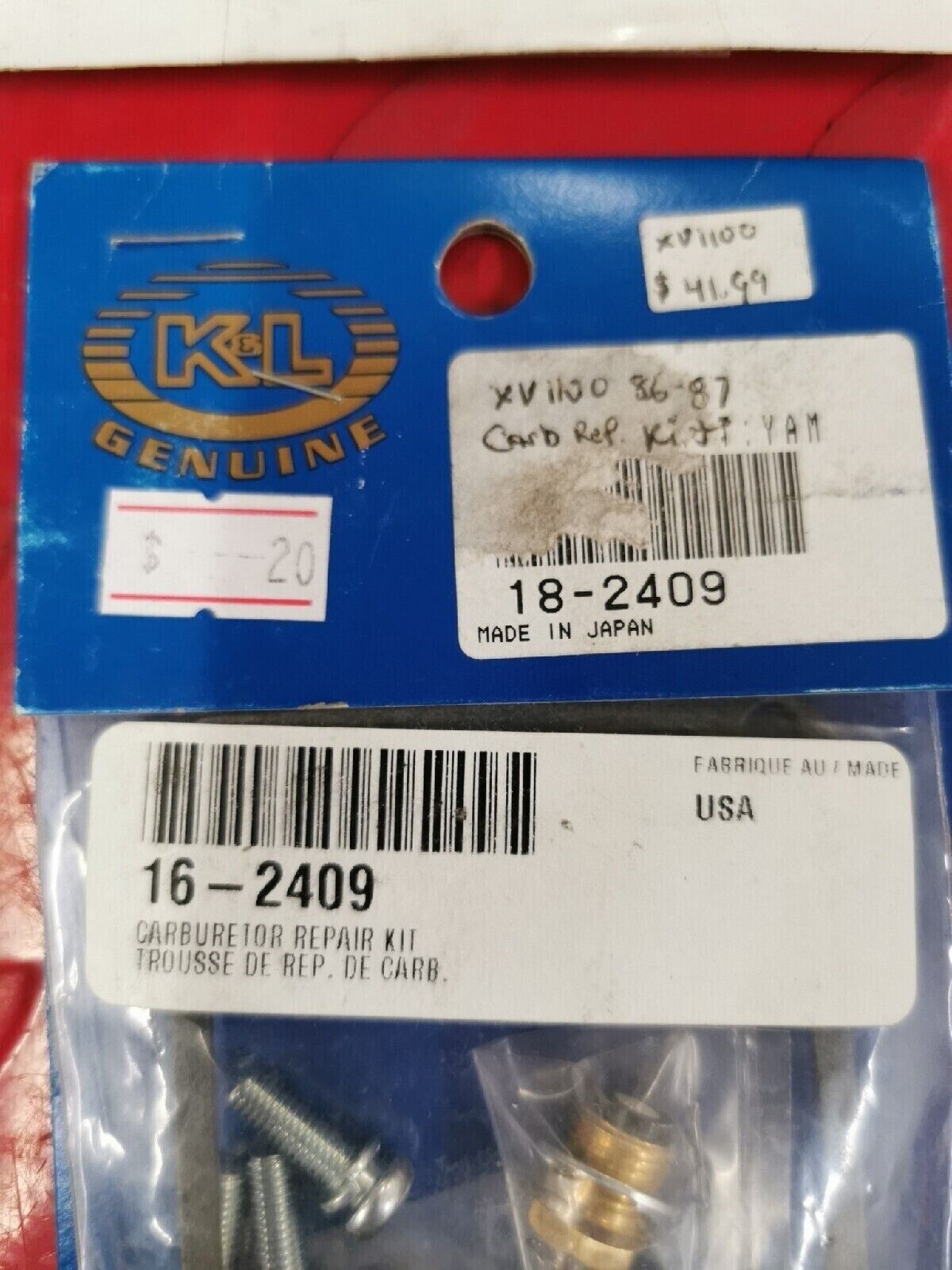 NOS K&L YAMAHA XV1100 1986 1987  Carburetor Carb Repair Rebuild Kits 18-2409 J13
