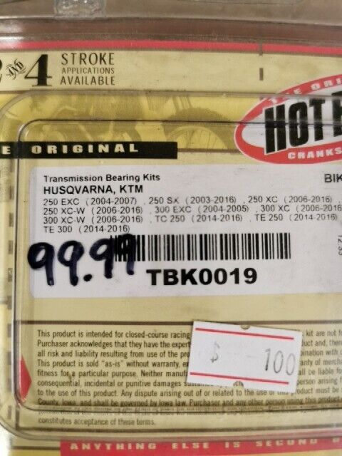 NOS HOT RODS HUSQVARNA KTM EXC250 TRANSMISSION BEARING KIT TBK0019 J54