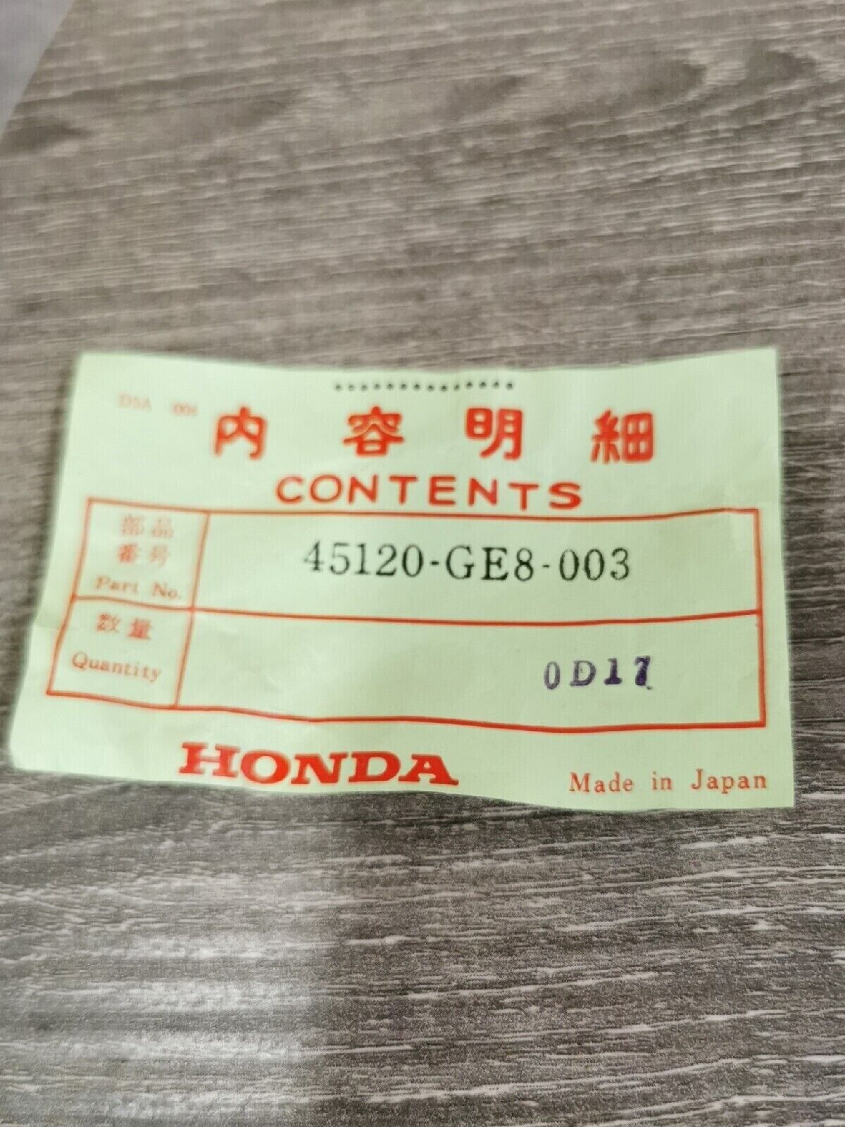 NOS HONDA NB50 NC50 1987 - 1997 SHOE COMP BRAKE 45120-GE8-003 H47