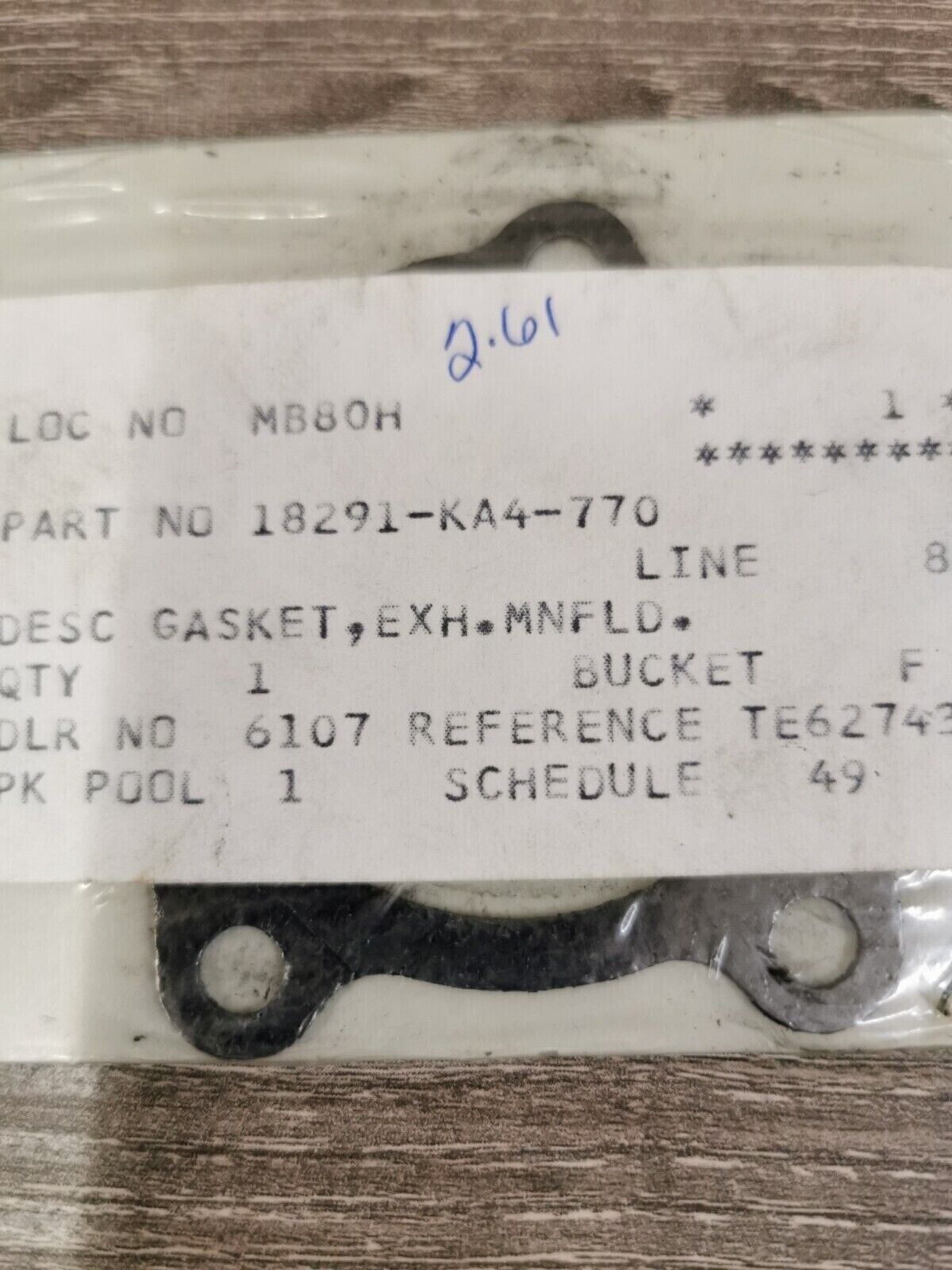 NOS HONDA CR250R 1985 GASKET EX  MANIFOLD 18291-KA4-770 H49