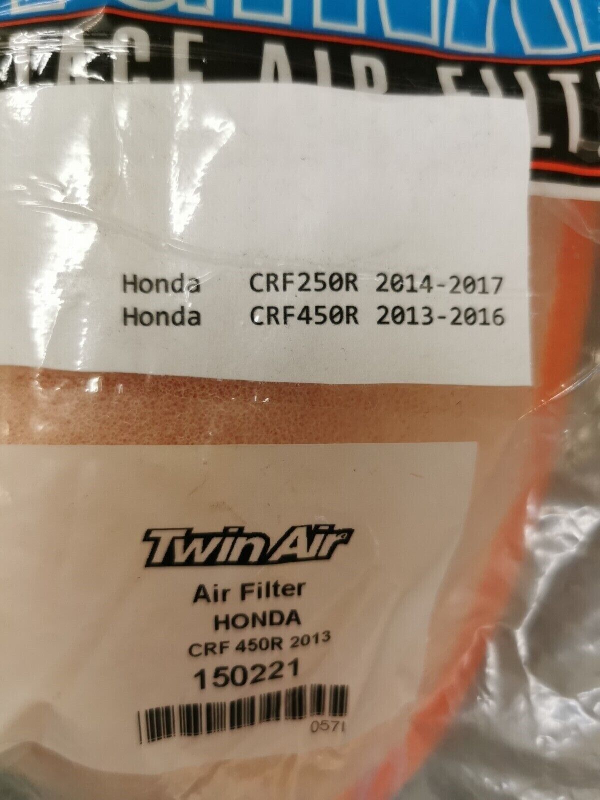 NOS TWIN AIR HONDA CRF450R CFR250R 2013 - 2016 AIR FILTER 150221 J40