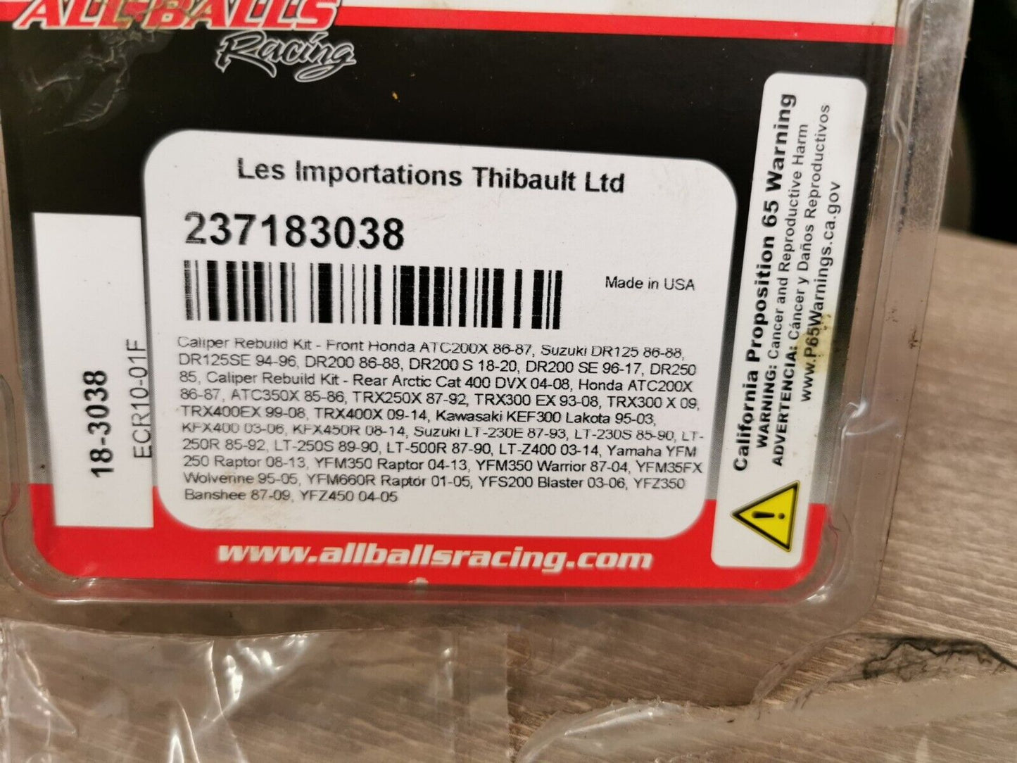 NOS ALL BALLS Front Honda ATC200X DR125SE DR125 CALIPER REBUILD KIT 18-3038 J52