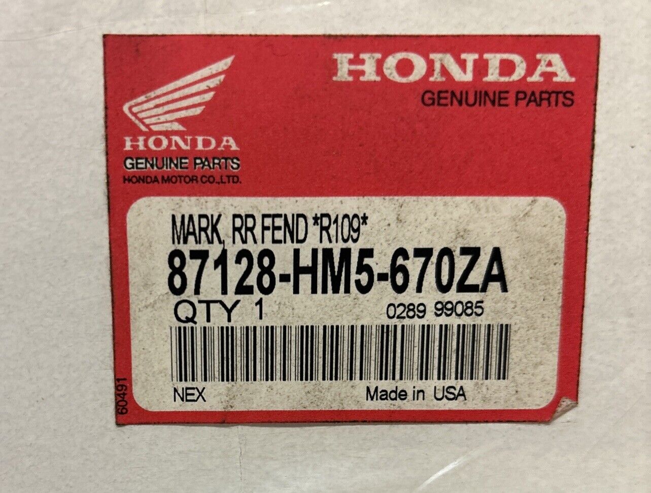 NOS Honda 1994 - 1998 TRX300FW REAR FENDER TYPE 1 MARK 87128-HM5-670ZA H147
