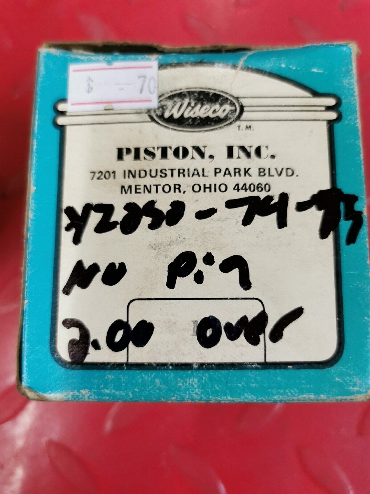 NOS WISECO  YAMAHA YZ250 1974 1975 PISTON Kit  2.00 OVER NO PIN  398 P8 J10