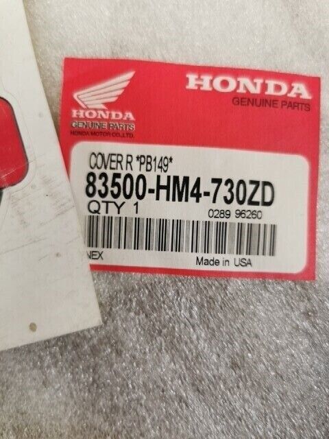NOS HONDA TRX300 FOURTRAX 1990 COVER RIGHT SIDE PB149 BLUE 83500-HM4-730ZD  H102