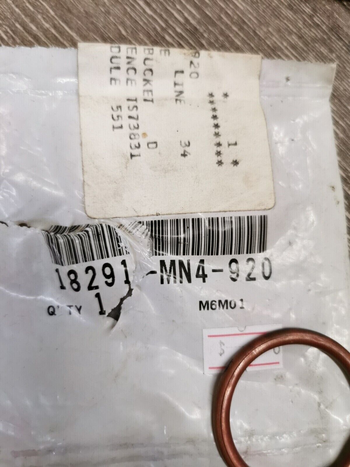 NOS HONDA  TRX420 EXHAUST PIPE GASKET 18291-MN4-920  H53