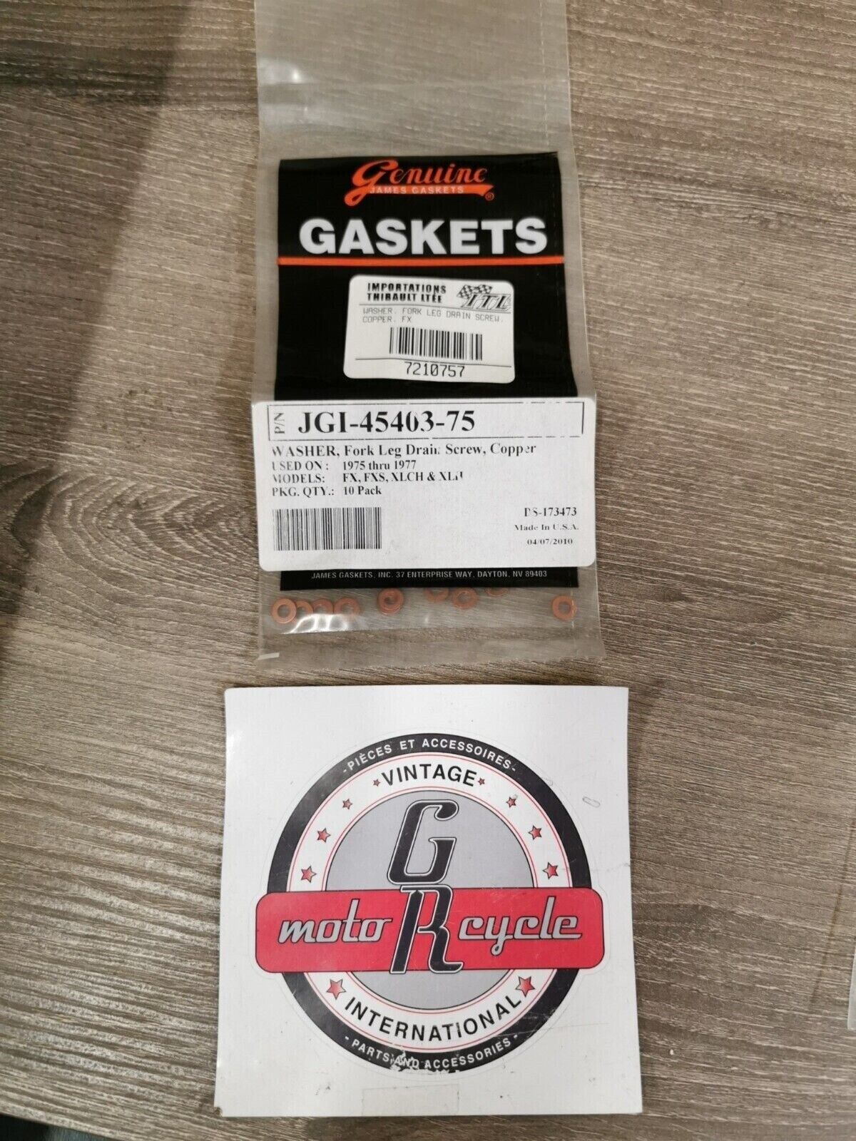 NOS James Gasket WASHER FORK LEG DRAIN SCEW COPPER QTY 10 JGI-45403-75 J45