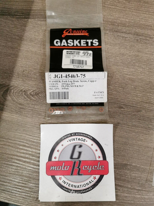 NOS James Gasket WASHER FORK LEG DRAIN SCEW COPPER QTY 10 JGI-45403-75 J45