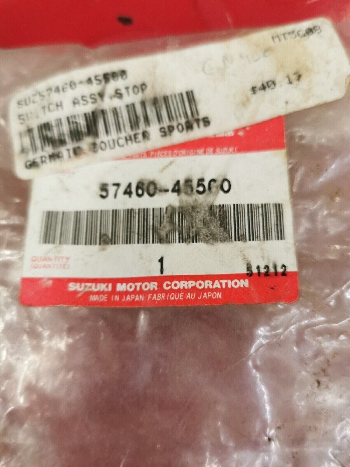 NOS SUZUKI GN250 GS425L GS650G  STOP SWITCH  57460-45500  S12