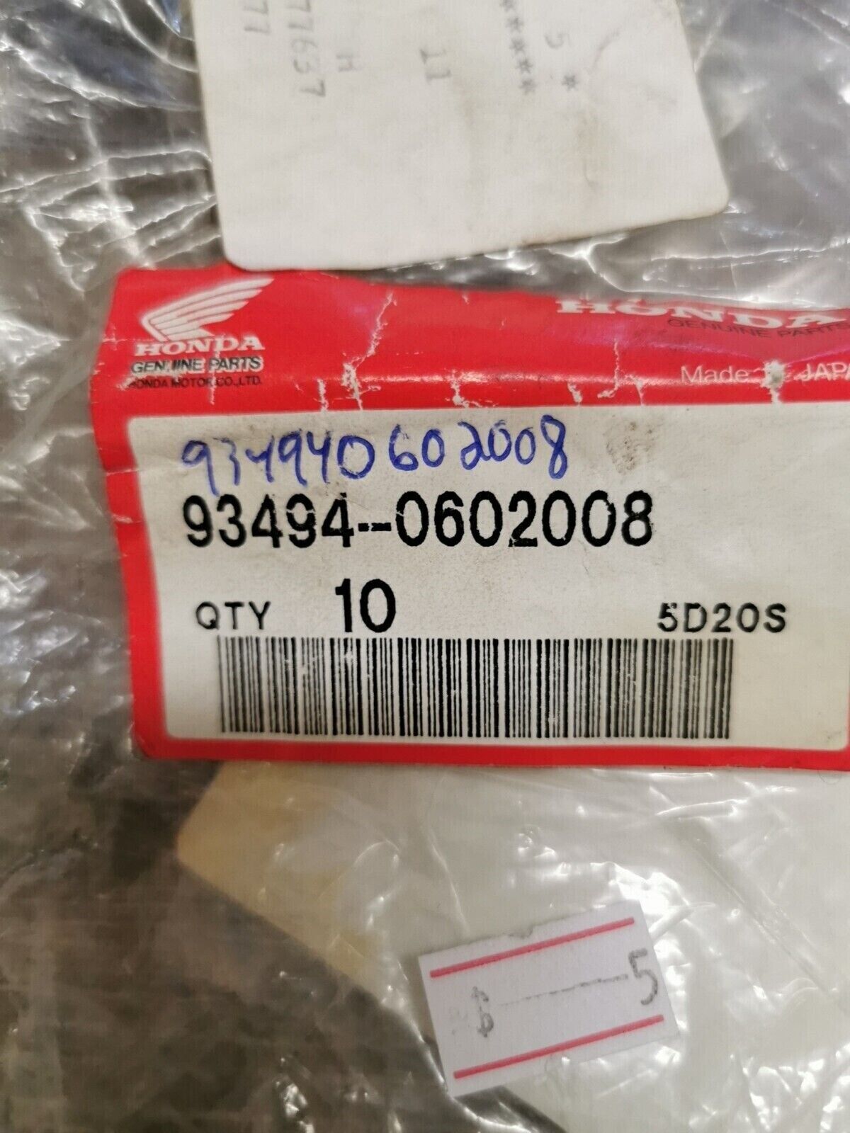 NOS HONDA  Civic Coupe 1993 - 2015 BOLT  WASHER 934940602008 H50