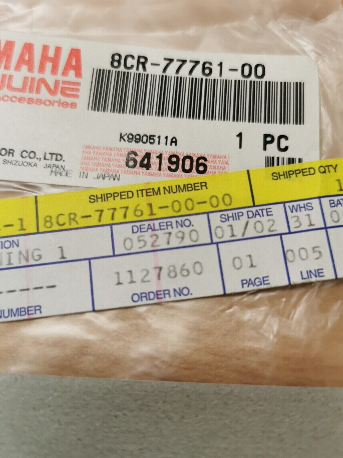 NOS YAMAHA VMAX600 VMAX700  1997 - 1999 LABEL  WARNING 1  8CR-77761-00-00  Y49