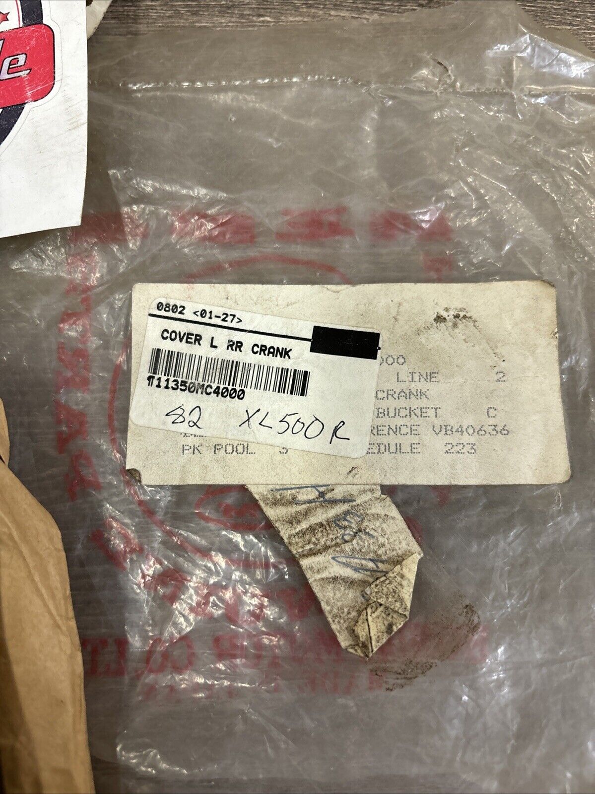 NOS Honda 1982 XL500R LEFT REAR CRANK COVER 11350-MC4-000 H115