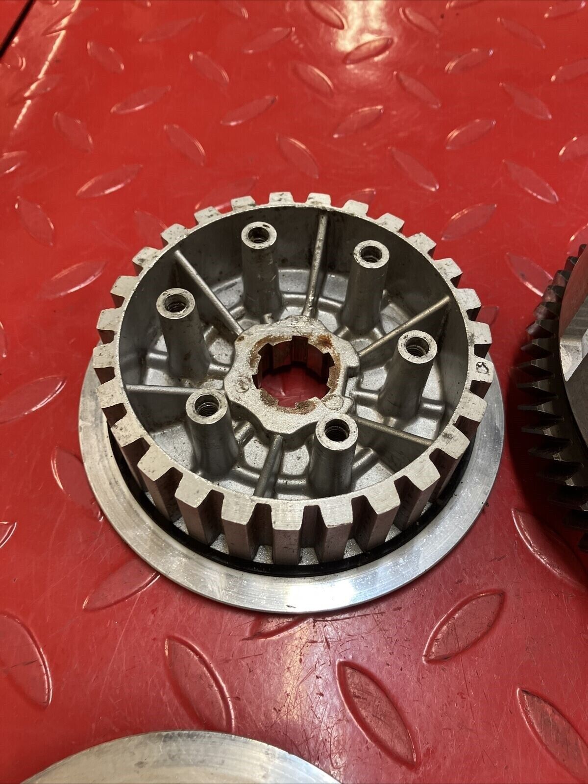 Yamaha RD400 1977 complete clutch assembly basket hub pressure plate