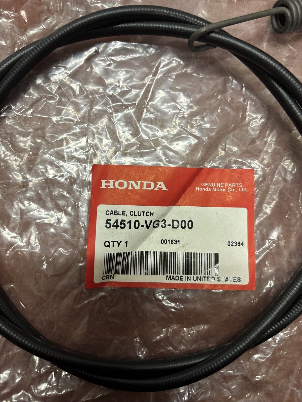 NOS Honda HRS216 K1-K5 CLUTCH CABLE 54510-VG3-D00 H175