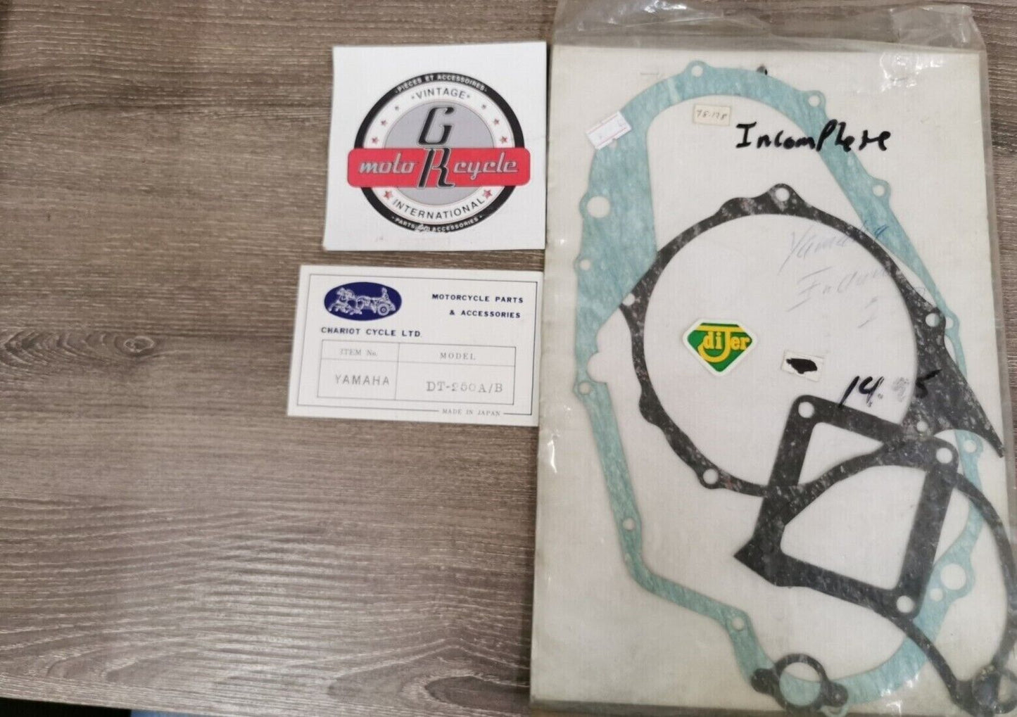 NOS DI-JER YAMAHA DT250A DT250B INCOMPLETE GASKET SET J28