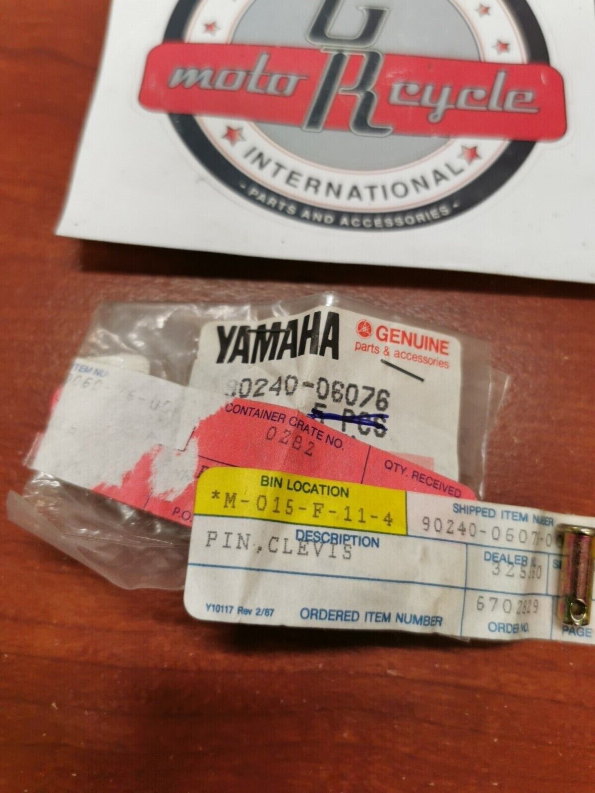 NOS Yamaha YT125 YFM660 YFM400 YFM450 YFM350 CLEVIS PIN 90240-06076-00 Y96