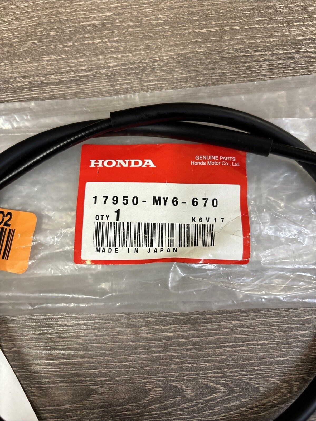 NOS Honda 1993 - 2006 XR650L CHOKE CABLE 17950-MY6-670 H137