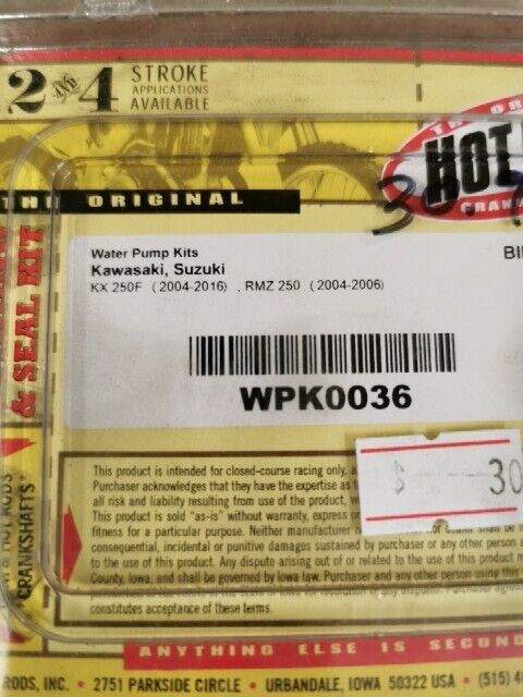 NOS HOT RODS KX250F 2004 - 2018 RWZ250 WATER PUMP KIT WPK0036 J54