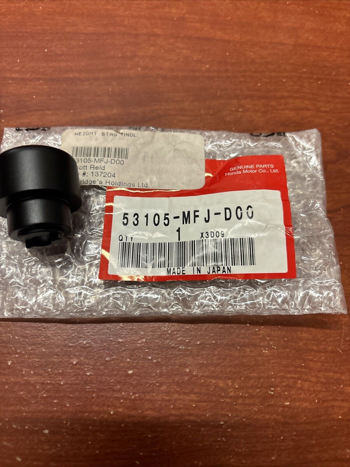 NOS Honda CBR600RA CBR600RR HANDLEBAR WEIGHT 53105-MFJ-D00 H170