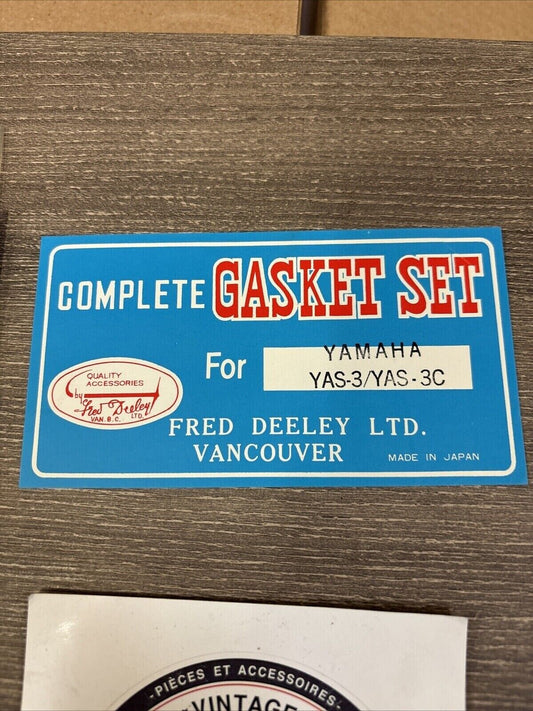NOS FRED DEELEY YAS3 YAS3C GASKET KIT INCOMPLETE J63