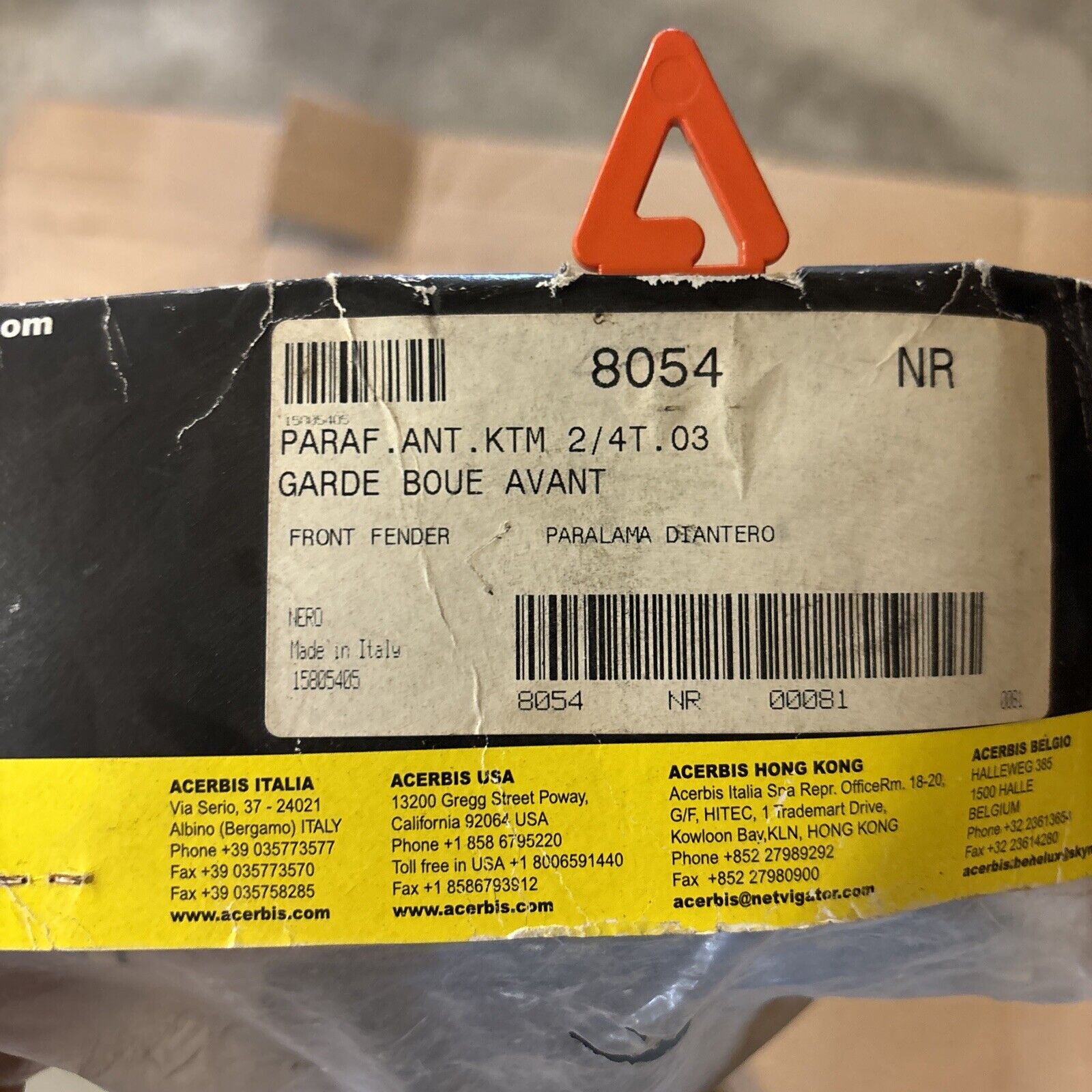 NOS ACERBIS FRONT FENDER BLACK 2040300001