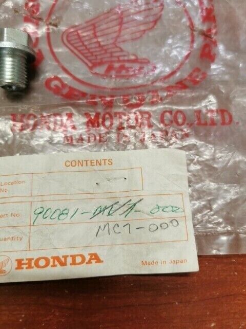 NOS Honda 1983 CX650T DRAIN PLUG BOLT 14MM 90081-ME7-000 SUB 90081-MC7-000 H107