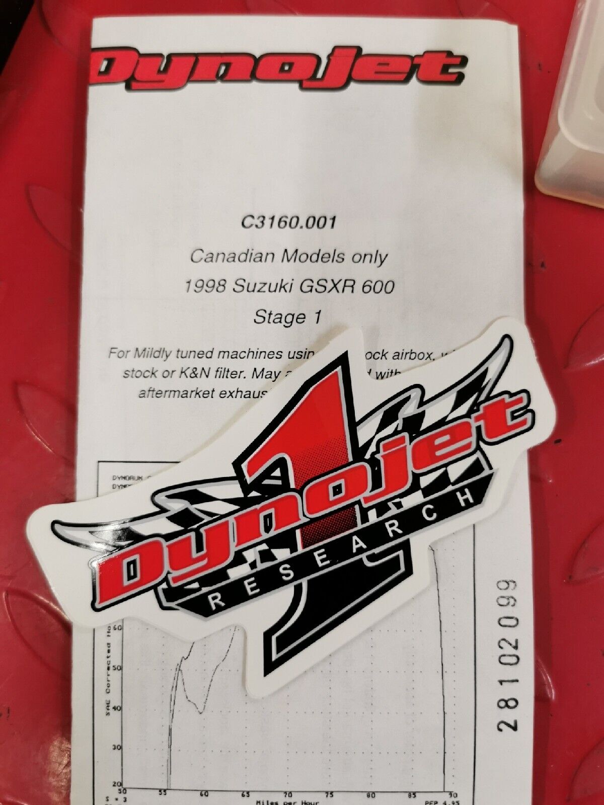 NOS DYNOJET  SUZUKI  GSXR600 1998 Jet Kit Stage 1     3160   J12