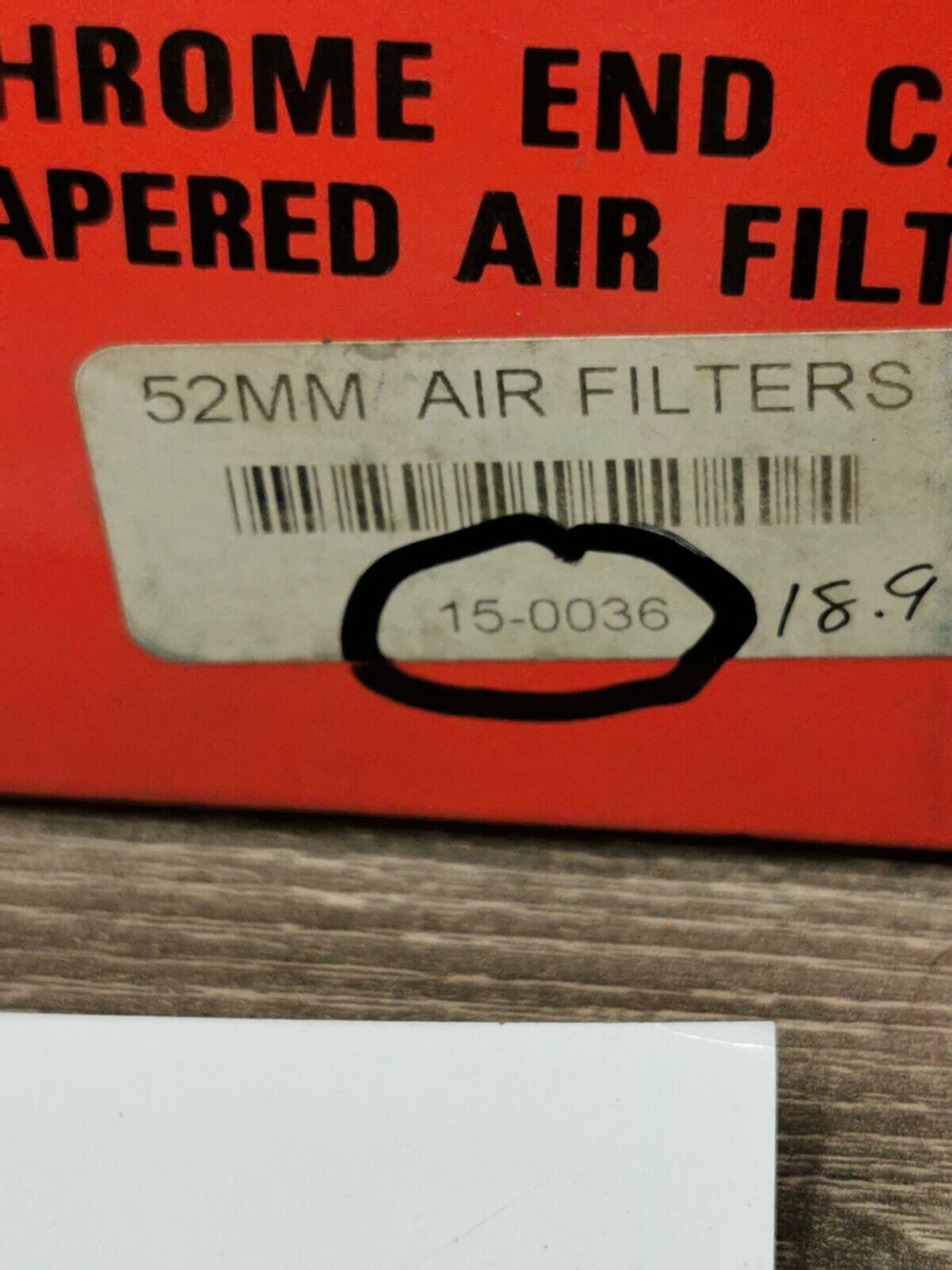 NOS Chrome Cap Air Filter  52MM 15-0036 J26