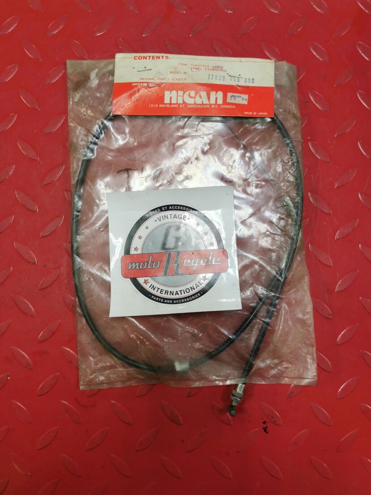 NOS NICAN Honda 1976 - 1977 CJ360T CB360 CABLE B THROTTLE 17920-369-000 H30