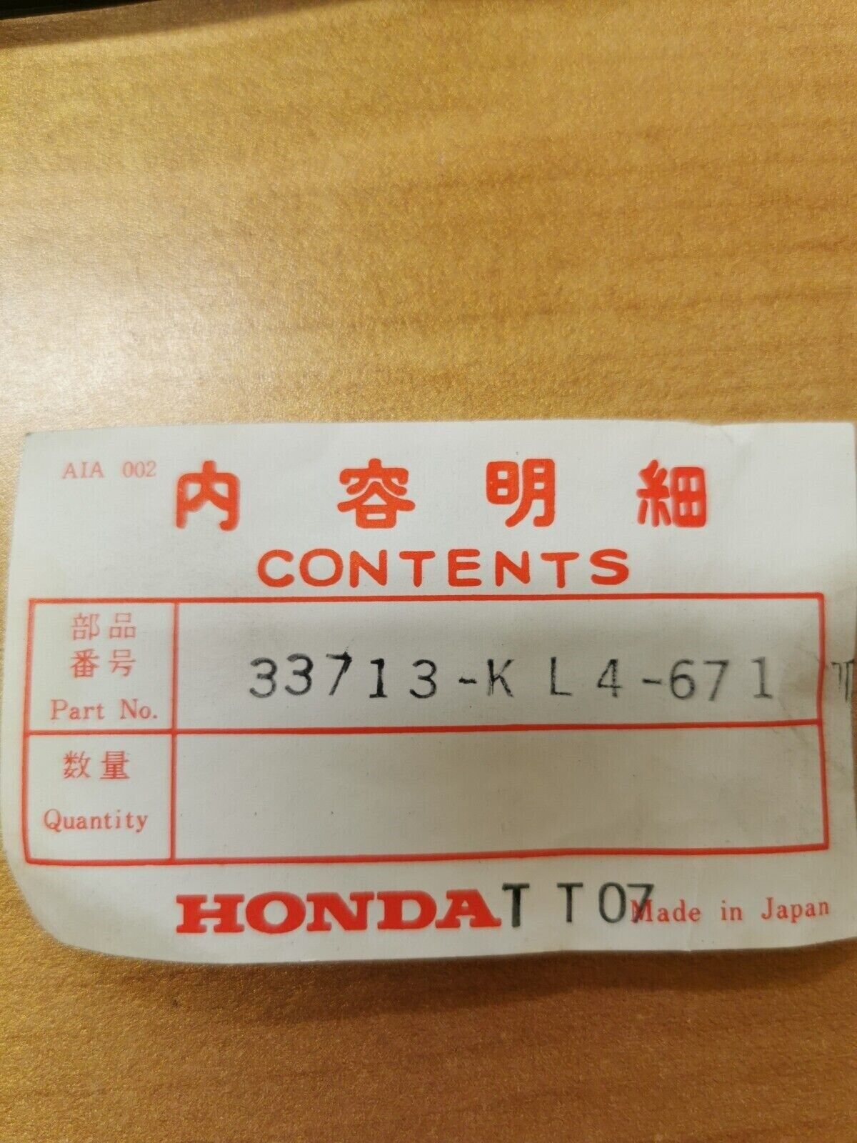NOS HONDA XL250 1984 - 1987 BRACKET  TAILLIGHT  33713-KL4-671 H17