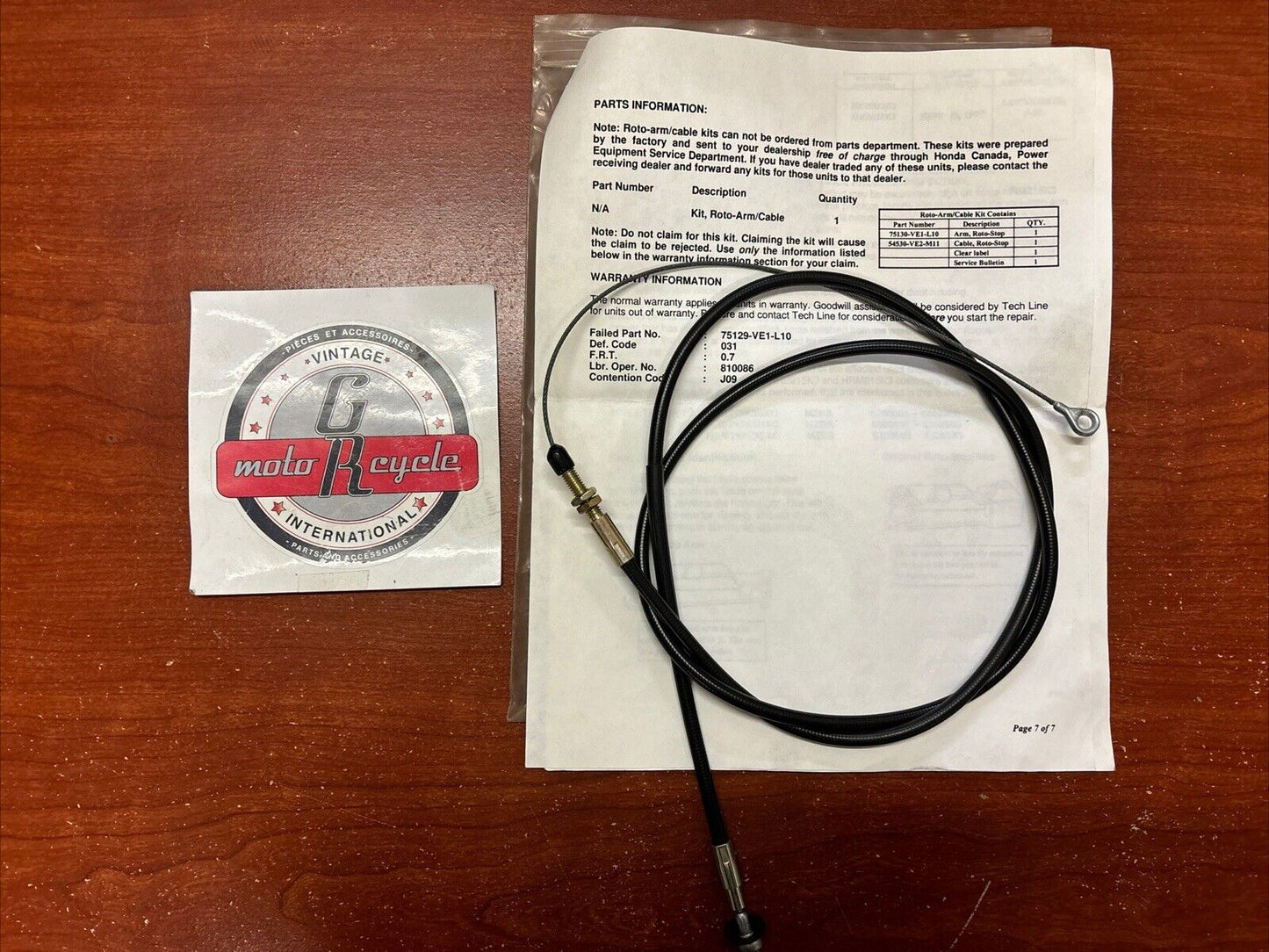 NOS Honda HRM215K3 HRB215K3 ROTO STOP CABLE 54530-VE2-M11 H160