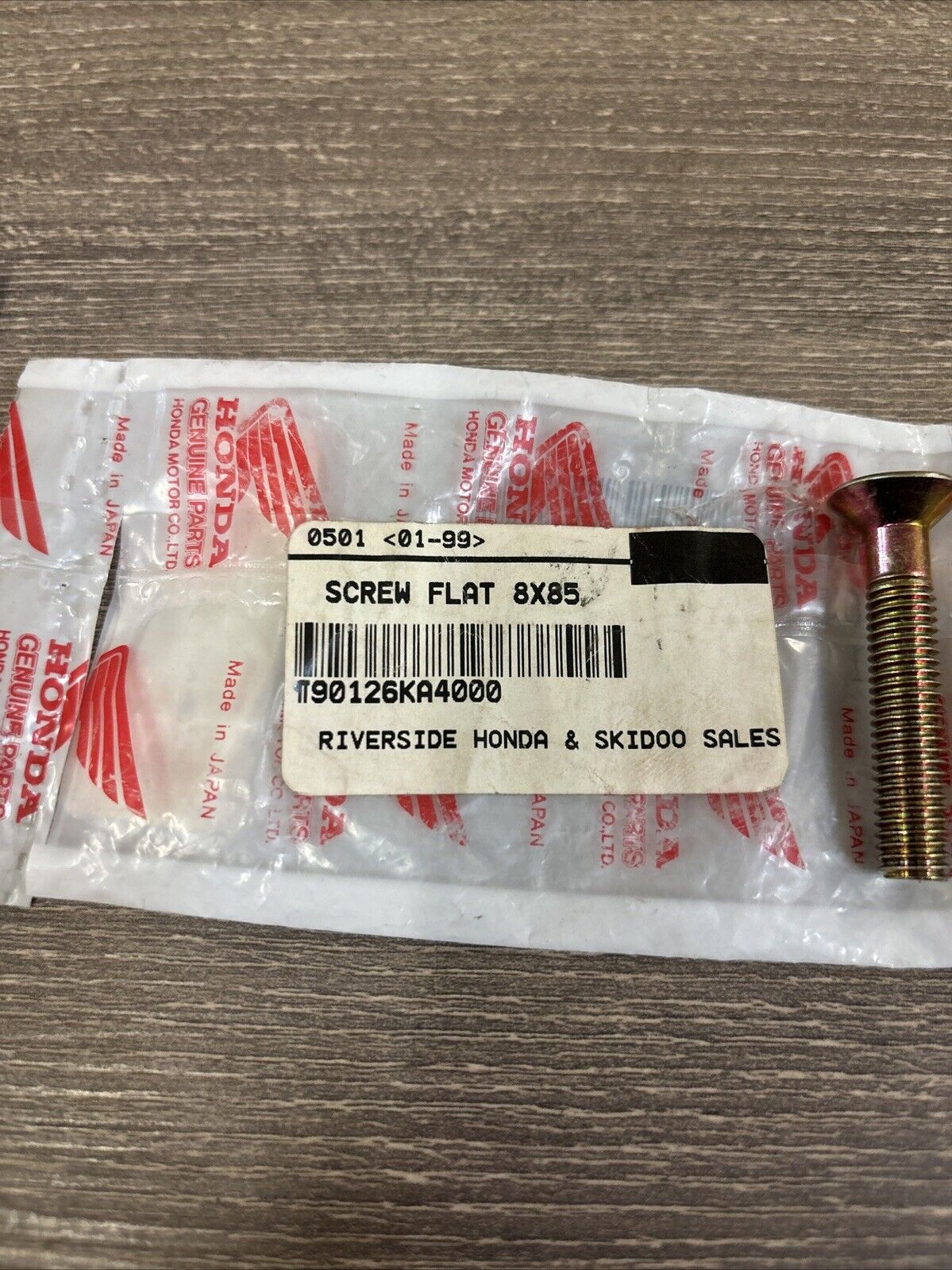NOS Honda CR125R CR250R CR450R FLAT SCREW 8X45 90126-KA4-000 H132