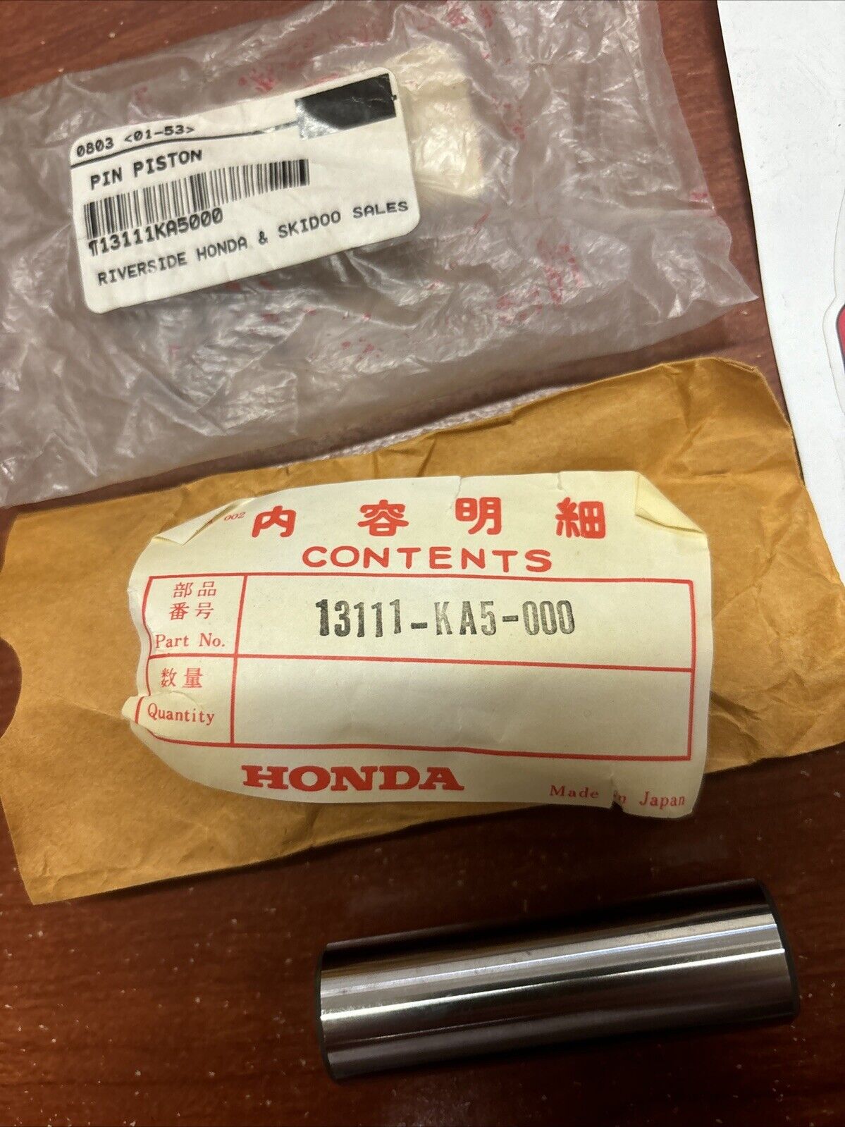NOS Honda 1981 CR450R PISTON PIN 13111-KA5-000 H140