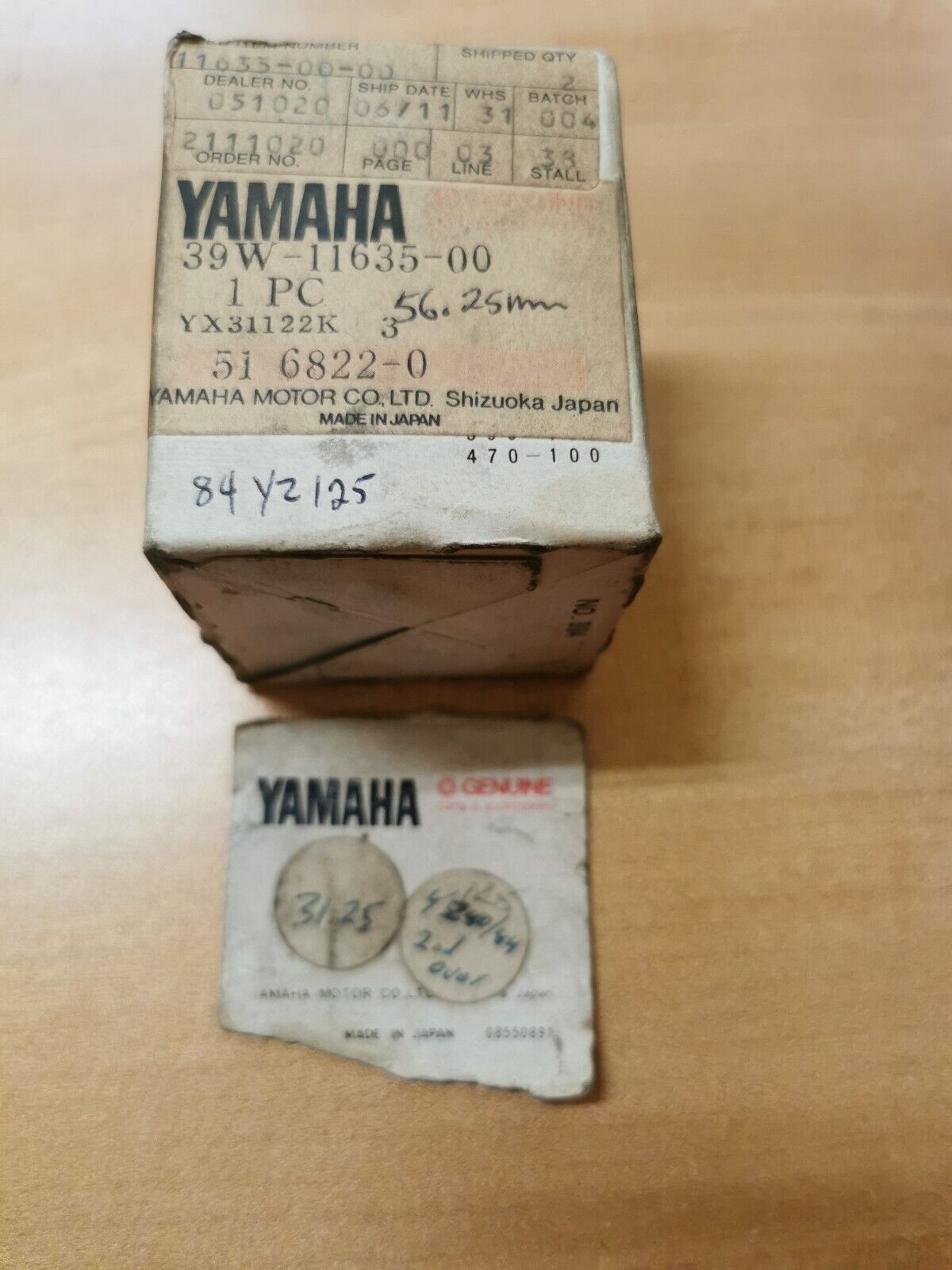 NOS YAMAHA 1983 1984 YZ125 PISTON 1 O/S 0.25mm Superseded by 39W-11635-01-00 Y38