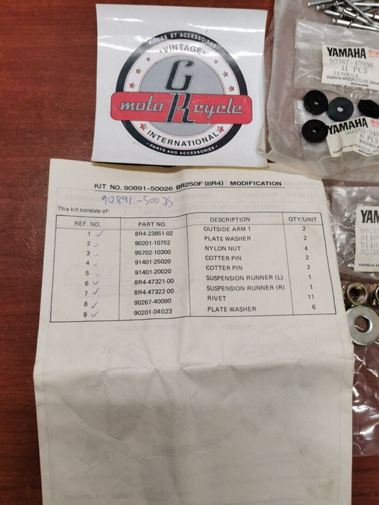 NOS Yamaha BR250F STEERING MODIF. KIT 90891-50026-00 SUB. 90891-50025-00 Y88