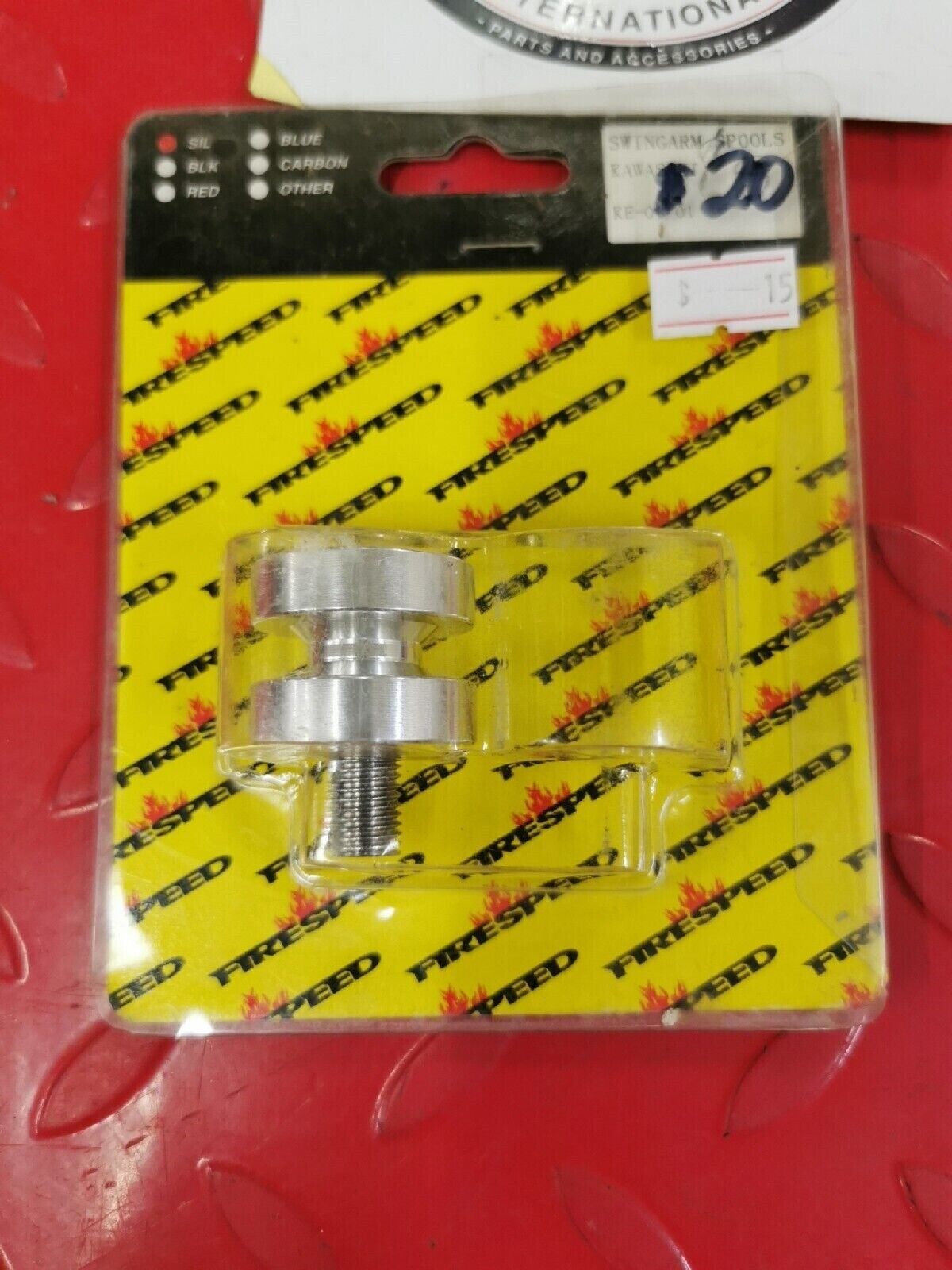 NOS FIRESPEED KAWASAKI  SWINGARM SPOOLS  SILVER 092053  J11