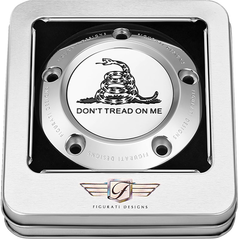 FIGURATI DESIGNS TIMING COVER SILVER WITH DON'T TREAD ON ME, 5-HOLE FD40-TC-5H-SS