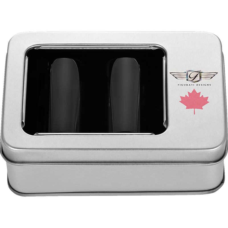 FIGURATI DESIGNS RED MAPLE LEAF DOCKING COVERS BLACK 25X46MM FD03-25.2/46.5-BK