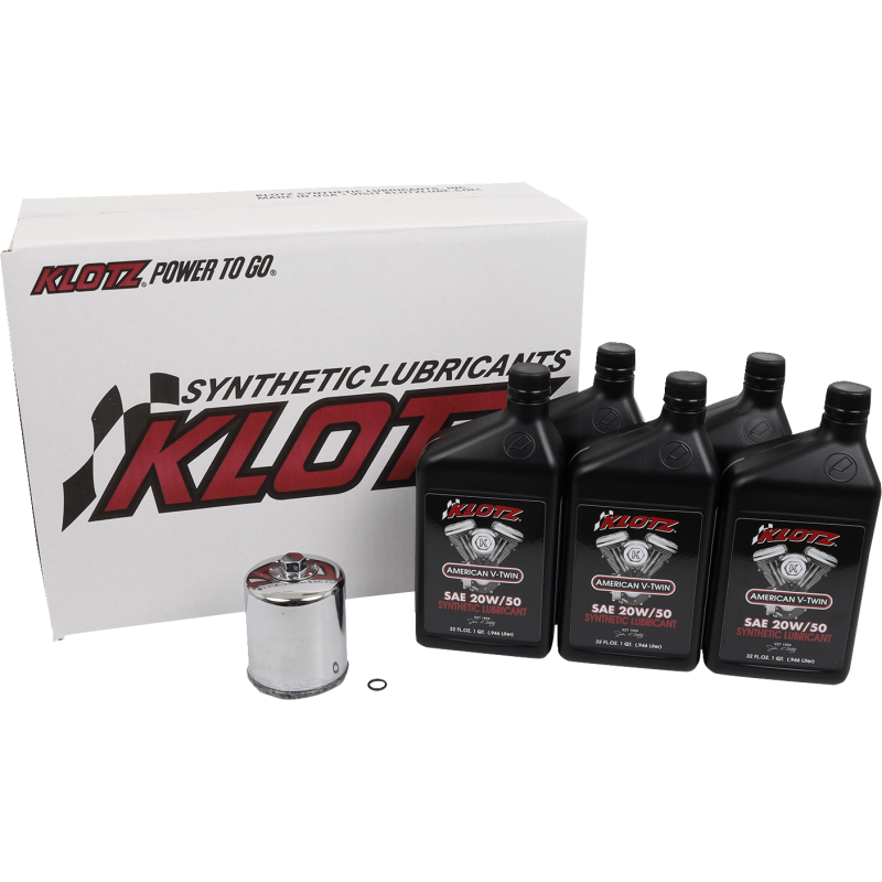 KLOTZ OIL BASIC 5 QUART SYNTHETIC ENGINE OIL AND CHROME FILTER KIT KH-109