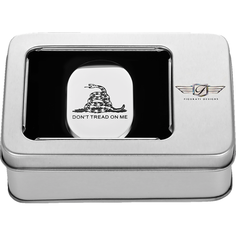 FIGURATI DESIGNS BACK FENDER COVER SILVER WITH DON'T TREAD ON ME-RIGHT FD40-AC-SS-RT