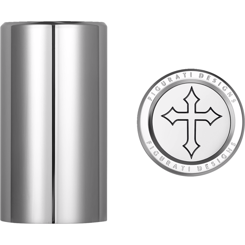FIGURATI DESIGNS ND MAG DOCKING COVERS SILVER WITH CROSS 25.2X46.5MM FD41-DC-25.2/46.5-SS