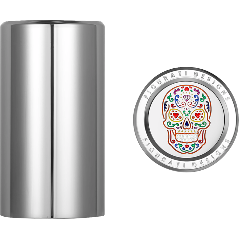 FIGURATI DESIGNS ND MAG DOCKING COVERS SILVER WITH SUGAR SKULL 25.2X46.5MM FD30-DC-25.2/46.5-SS