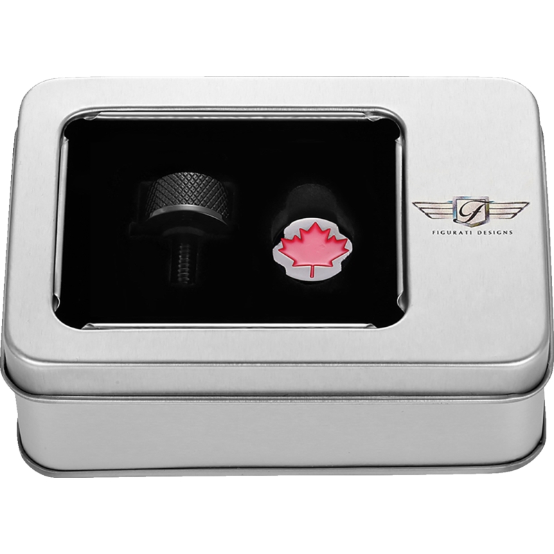 FIGURATI DESIGNS RED MAPLE LEAF SEAT SCREW BLACK FD03-SEAT_SCREW-BK