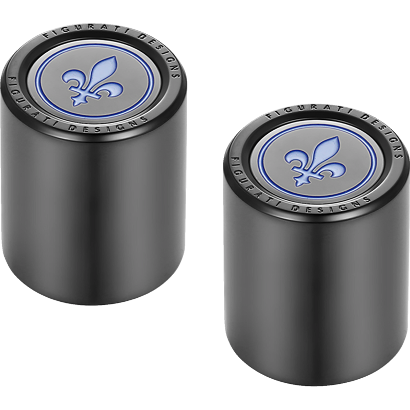 FIGURATI DESIGNS BLUE FLEUR-DE-LIS DOCKING COVERS BLACK 25X32MM FD05-25.2/32-BK
