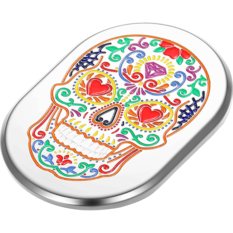 FIGURATI DESIGNS BACK FENDER COVER SILVER WITH SUGAR SKULL-LEFT FD30-AC-SS-LT